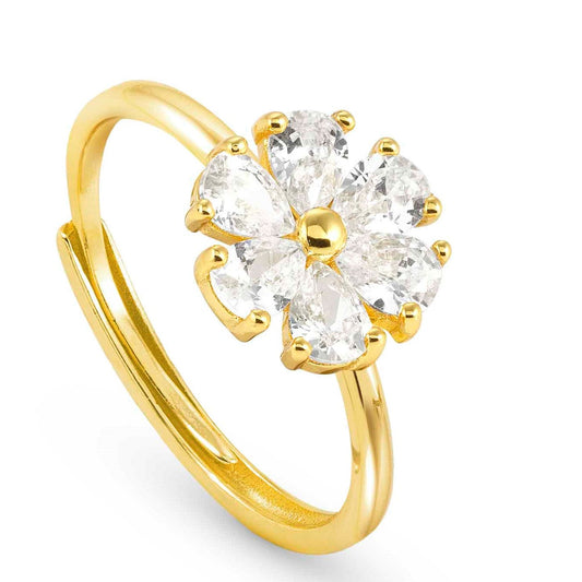 SWEETROCK ring ed. NATURE 925 Yellow Gold,CZ, Flowwer  148036/045