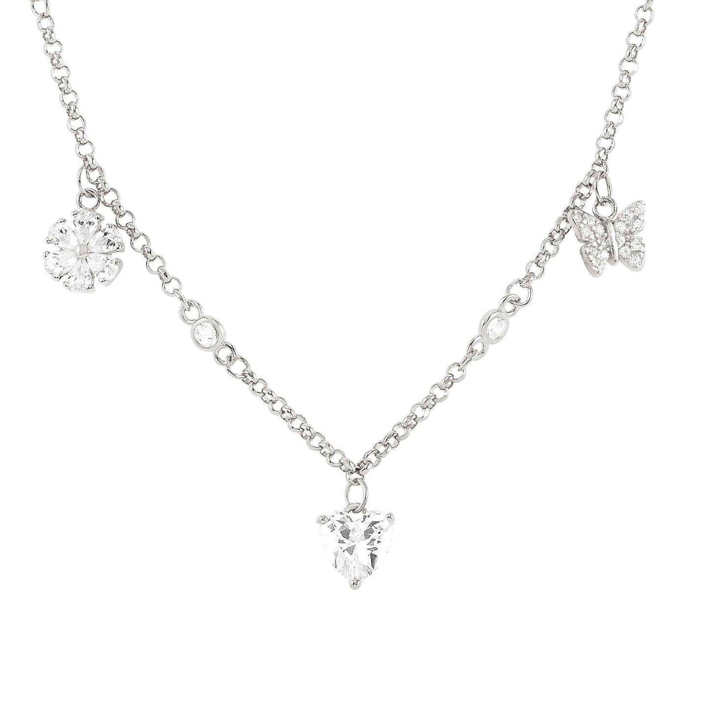 SWEETROCK necklace ed. NATURE  925 silver,CZ,  (RICH) Mixed Silver 148040/046