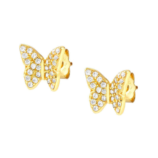 SWEETROCK earrings ed. NATURE 925 silver, CZ,  Yellow Gold Butterfly 148042/042