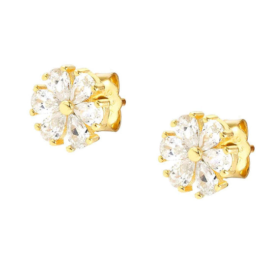 SWEETROCK earrings ed. NATURE 925 silver,CZ, Yellow Gold Flower 148042/045