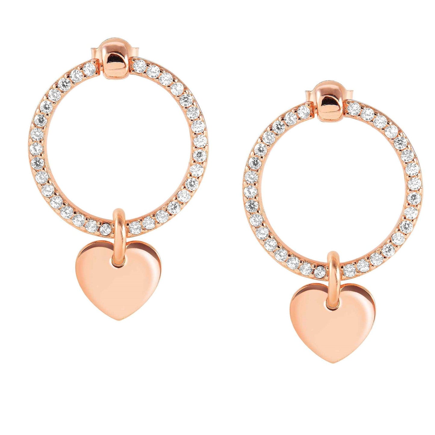 CHIC & CHARM earrings ed. CELEBRATION  925 silver,CZ, (SYMBOL) Rose gold Heart 148618/087