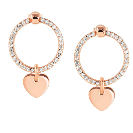 CHIC & CHARM earrings ed. CELEBRATION  925 silver,CZ, (SYMBOL) Rose gold Heart 148618/087