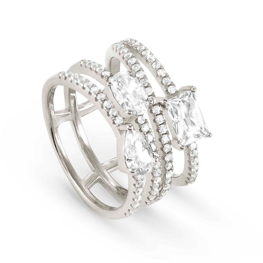 COLOUR WAVE ring 925 silver,CZ, WHITE Silver finish Size 13 149800/008/005