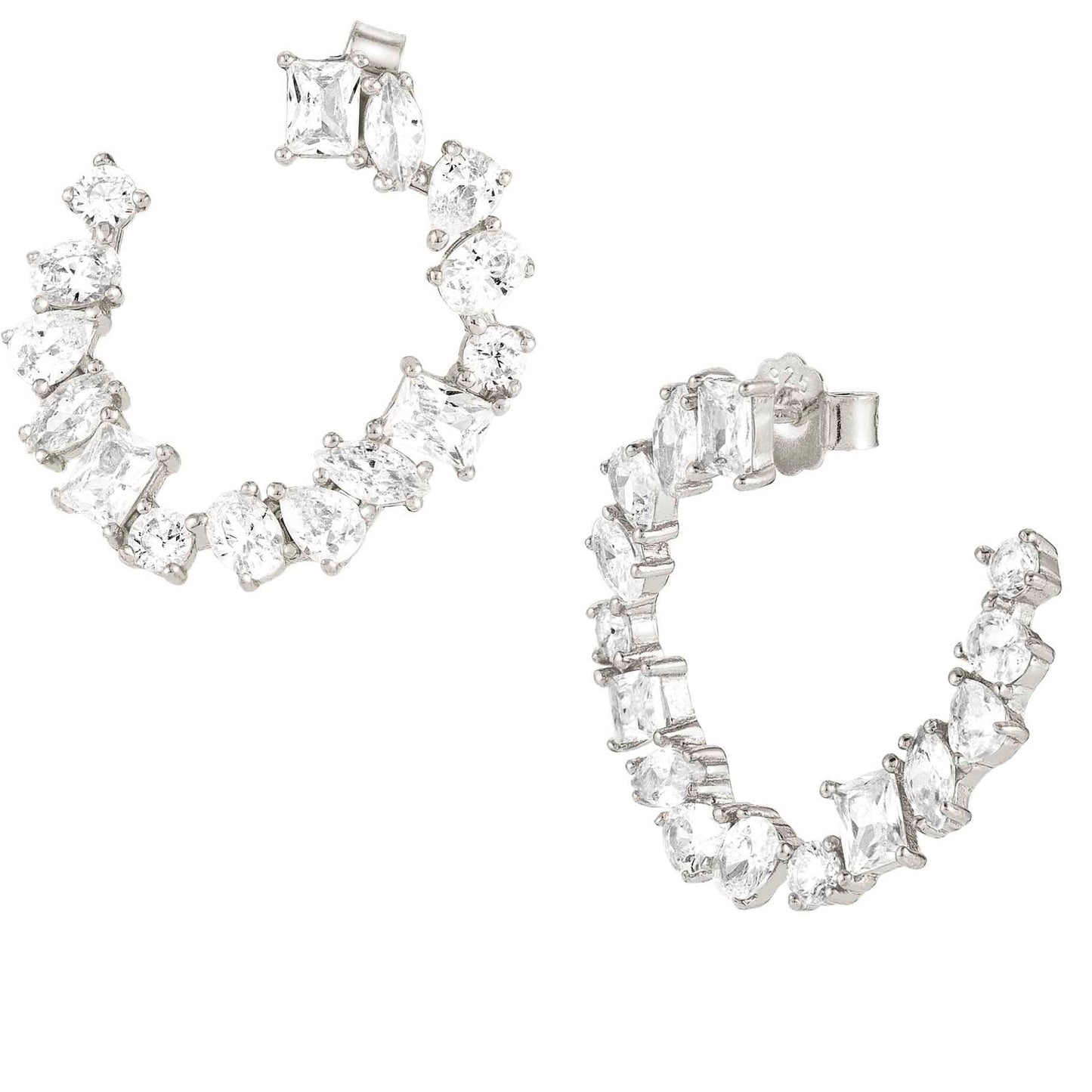 COLOUR WAVE earrings  925 silver,CZ, WHITE Silver finish 149803/008