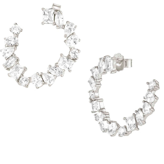COLOUR WAVE earrings  925 silver,CZ, WHITE Silver finish 149803/008