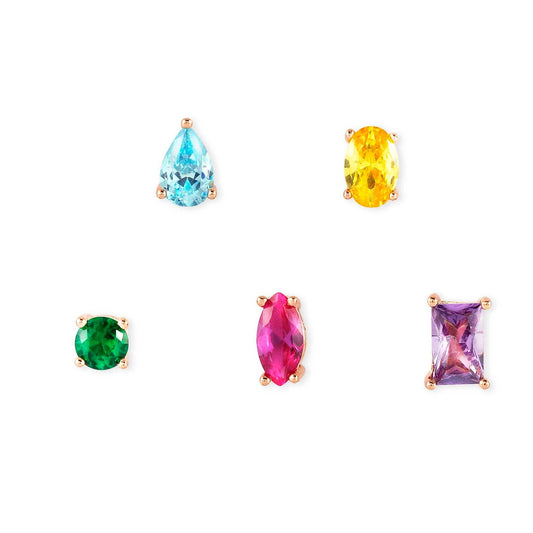 COLOUR WAVE earrings set  925 silver,CZ, MIXED Pink gold Fin. 149804/026