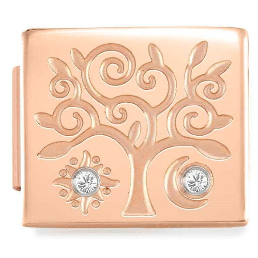 230307/01 Glam steel, cz Fin, PINK GOLD Tree
