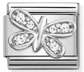 330304/35 Classic SYMBOLS steel,CZ & silver 925 WHITE butterfly