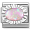 330507/38 Classic STONES, steel, DIAMOND OVAL 925 silver PINK OPAL