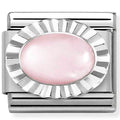 330507/39 Classic STONES, steel, DIAMOND OVAL 925 silver ROSE QUARTZ