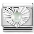 330508/31 Classic STONES, steel, DIAMOND HEART 925 silver Milky acquamarine