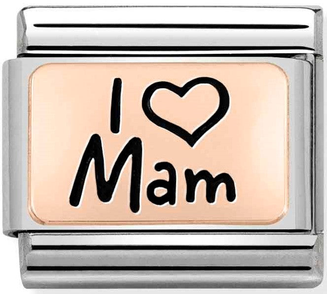 430111/03 Classic PLATES S/steel Bonded Rose Gold I Love Mam