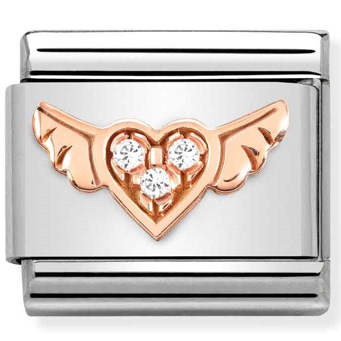 430305/34 Classic St. steel, 9k rose gold, CZ Winged Heart