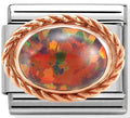 430507/08 Classic RICH SETTING STONE,S/steel,9k Rosegold RED OPAL