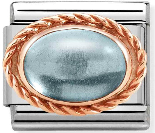 430507/30 Classic RICH SETTING STONE,S/Steel,9k Rosegold Blue topaz