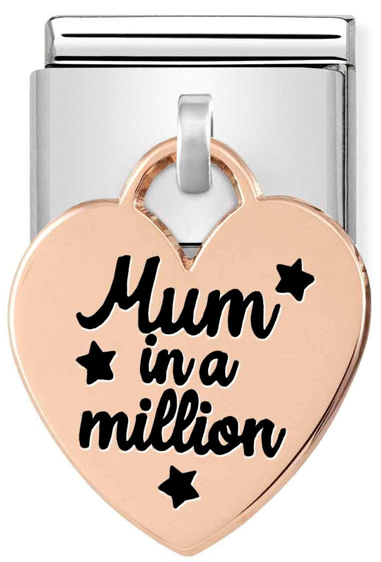 431802/02 Classic ENGRAVED CHARMS S/Steel,9k Rosegold  Mum in a million