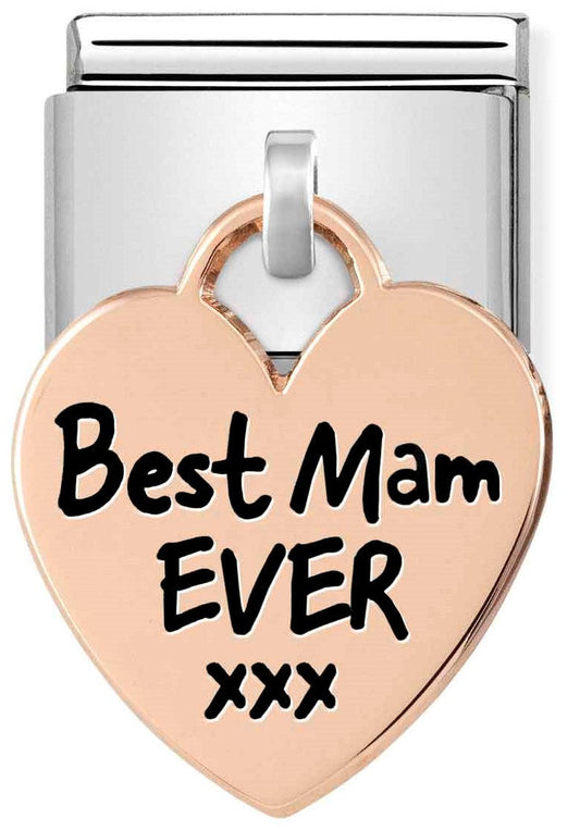 431802/03 Classic ENGRAVED CHARMS S/steel,9k Rosegold Best Mam Ever