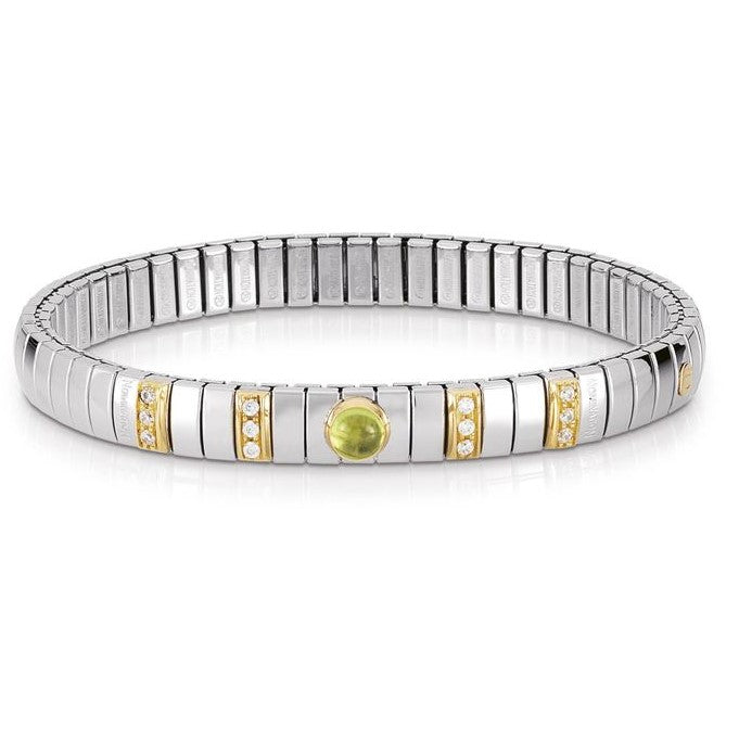 Extension Bracelet S/Steel & 18ct Gold Pave + Peridot Stone