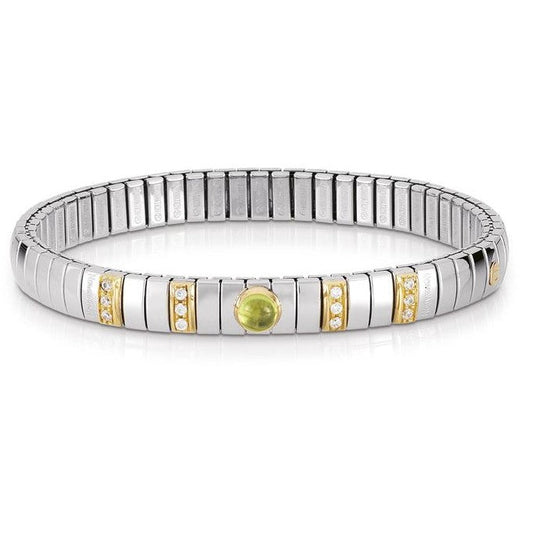 Extension Bracelet S/Steel & 18ct Gold Pave + Peridot Stone