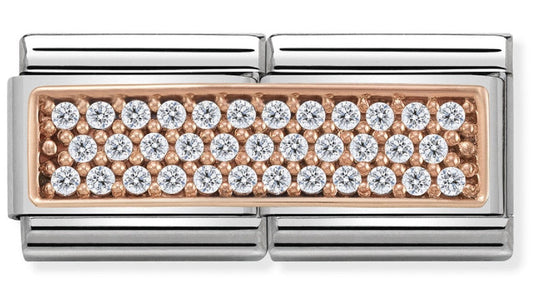 430731/01 Classic 9ct Rose Gold Double Pave White