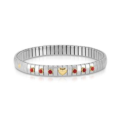 XTE Steel Bracelet & 18ct Gold Heart + 6 Red Coral (005)