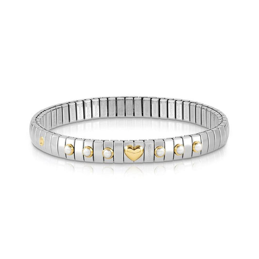 XTE Steel Bracelet & 18ct Gold Heart + 6 White Pearl 440609/007