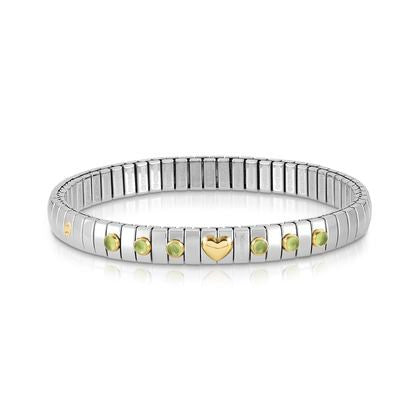 XTE Steel Bracelet & 18CT Gold Heart + 6 Peridot (016)