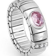 XTE Steel Ring + Silver Set CZ Pink (003)