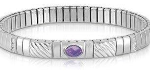 XTE Steel Bracelet, Silver & Zirconia  Purple  (001)
