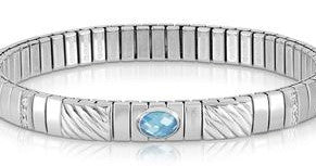 XTE Steel Bracelet, silver & Zirconia  Light Blue  (006)