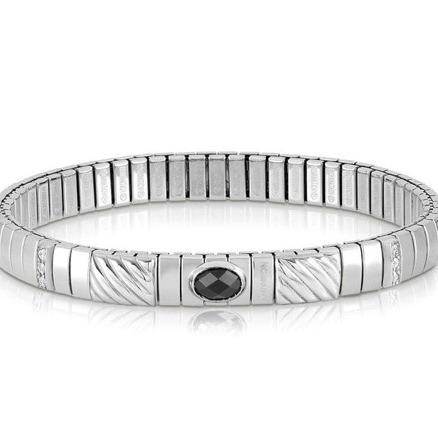 XTE Steel Bracelet, Silver & Zirconia Black