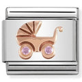 430305/06 Classic Bonded Rose Gold & CZ Pink Pram (06)