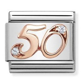 430315/50 Classic NUMBER 50  steel? zircon & 9ct Rose gold