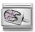 330304/27 Classic S/steel,CZ & silver Ice cream with pink cz
