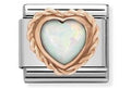 430509/22 Classic  HEART, RICH SETTING, stainless steel,9ct gold WHITE OPAL