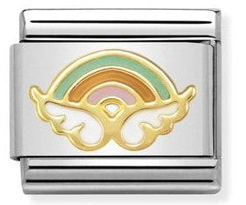 030272/38 Classic steel,enamel,yellow  gold ANGEL OF HAPPY ENDINGS Rainbow