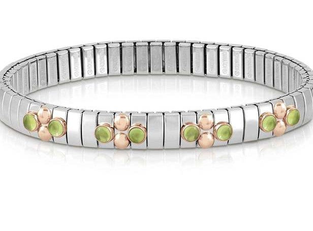 044034/016 Bracelet XTE S/steel,9ctGold,8 stones PERIDOT