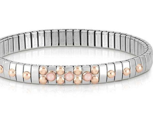 044035/006 Bracelet XTE S steel,Rose gold, 3 stones PINK CORAL