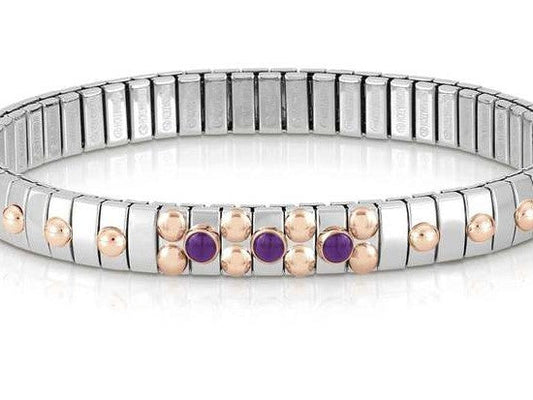 044035/013 Bracelet XTE S/steel,9ct Gold,3 stones AMETHYST
