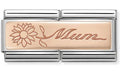 430710/18 Classic DBL ENGRAVED S/steel,9k rose gold   Mum with flower
