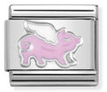 330204/17 Classic, S/Steel,enamel,Sterling Silver  Pig with wings