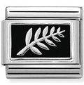 330206/13 Classic PLATES,S/steel,925 silver,enamel. Fern (Leaf)