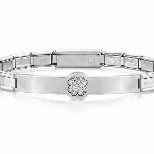 021133/006 TRENDSETTER,S/Steel, 925 silver,WHITE CZ four-leaf clover