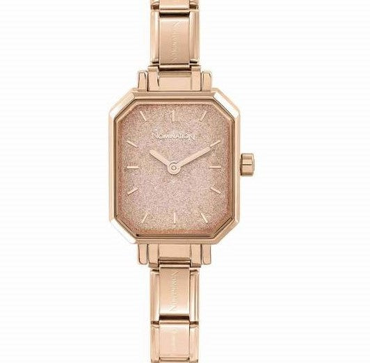 076031/025 PARIS watch, ROSEGOLD RECTANGULAR steel strap Glitter ROSE