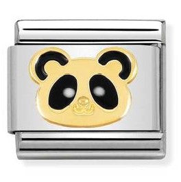 030248/18  Classic,S/steel,enamel,bonded yellow gold Panda Head