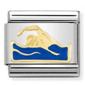 030259/18 Classic,S/steel, enamel, bonded yellow  gold  Swimmer
