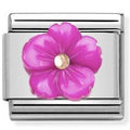 430510/08 Classic STONE Flower,S/steel,9k gold, Fuschia