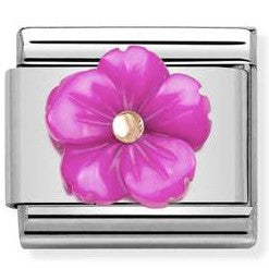 430510/08 Classic STONE Flower,S/steel,9k gold, Fuschia