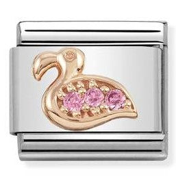 430305/29 Classic ,S/steel,9K rose gold, CZ,Flamingo