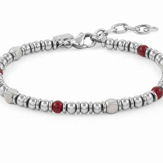 027905/027 INSTINCT bracelet,S/steel,stones RED AGATE